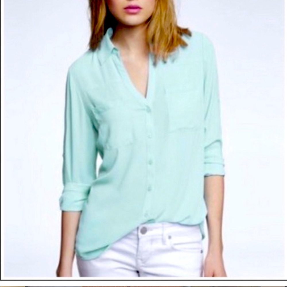 EXPRESS The Portofino Shirt Turquoise Blouse